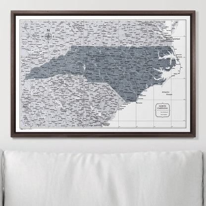 Push Pin North Carolina Map (Pin Board) - Dark Gray Color Splash CM Pin Board