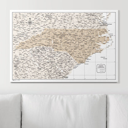 Push Pin North Carolina Map (Pin Board) - Light Brown Color Splash CM Pin Board