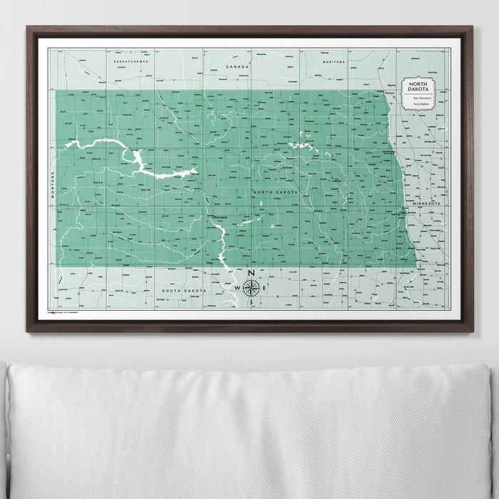 Push Pin North Dakota Map (Pin Board) - Green Color Splash CM Pin Board