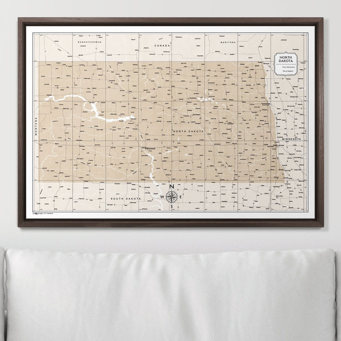 Push Pin North Dakota Map (Pin Board) - Light Brown Color Splash CM Pin Board