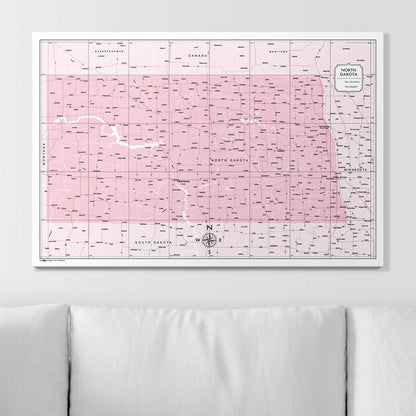 Push Pin North Dakota Map (Pin Board) - Pink Color Splash CM Pin Board