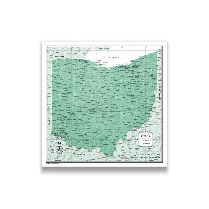 Push Pin Ohio Map (Pin Board) - Green Color Splash CM Pin Board