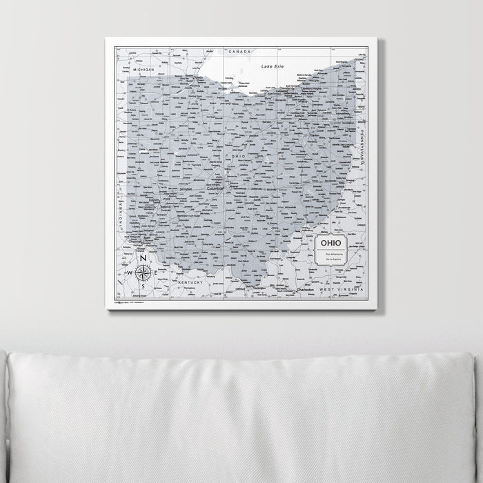 Push Pin Ohio Map (Pin Board) - Light Gray Color Splash CM Pin Board