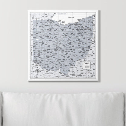 Push Pin Ohio Map (Pin Board) - Light Gray Color Splash CM Pin Board