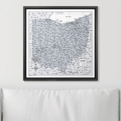 Push Pin Ohio Map (Pin Board) - Light Gray Color Splash CM Pin Board