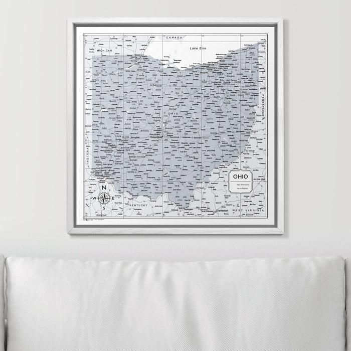 Push Pin Ohio Map (Pin Board) - Light Gray Color Splash CM Pin Board