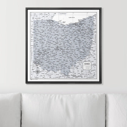 Push Pin Ohio Map (Pin Board) - Light Gray Color Splash CM Pin Board