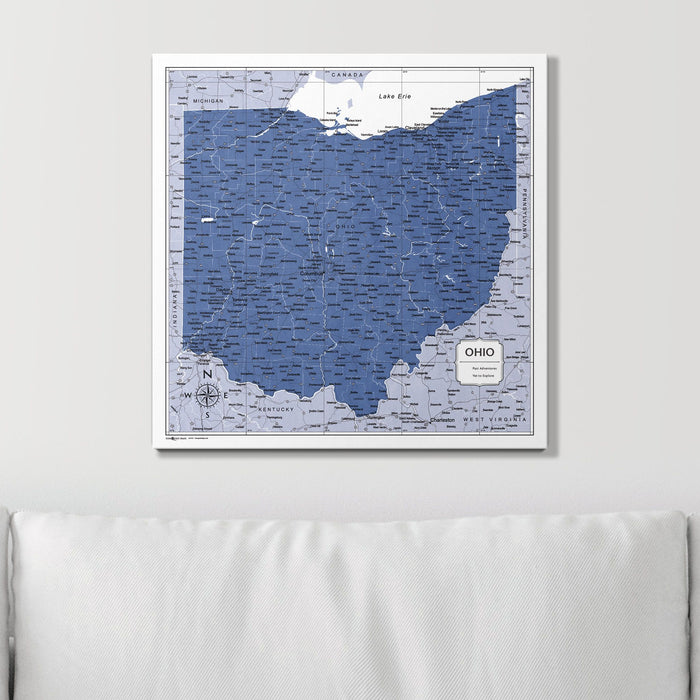 Push Pin Ohio Map (Pin Board) - Navy Color Splash CM Pin Board