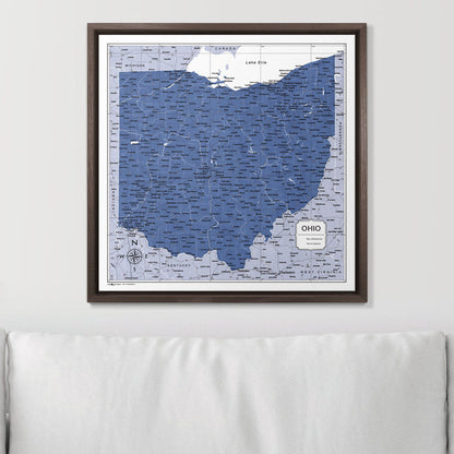 Push Pin Ohio Map (Pin Board) - Navy Color Splash CM Pin Board