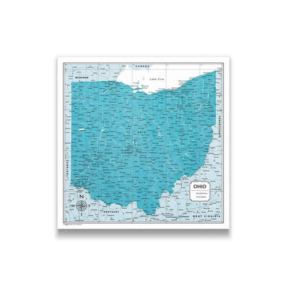 Push Pin Ohio Map (Pin Board) - Teal Color Splash CM Pin Board