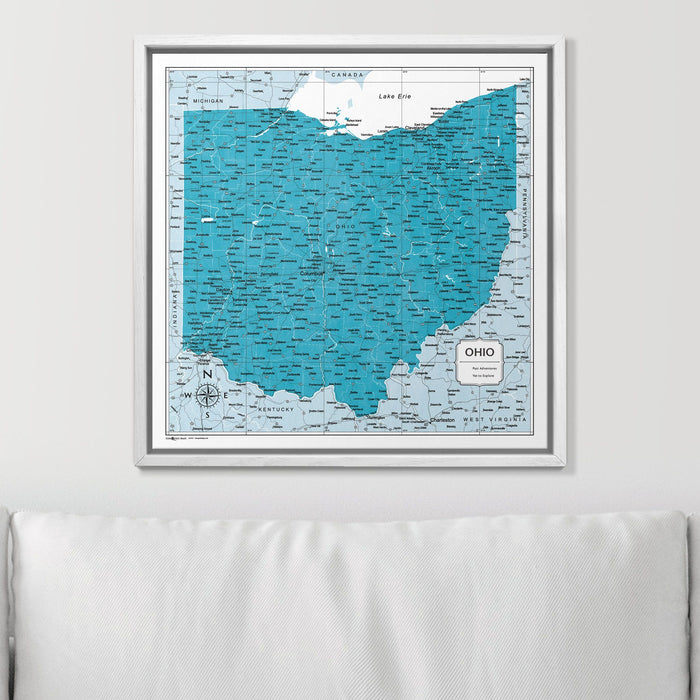 Push Pin Ohio Map (Pin Board) - Teal Color Splash CM Pin Board