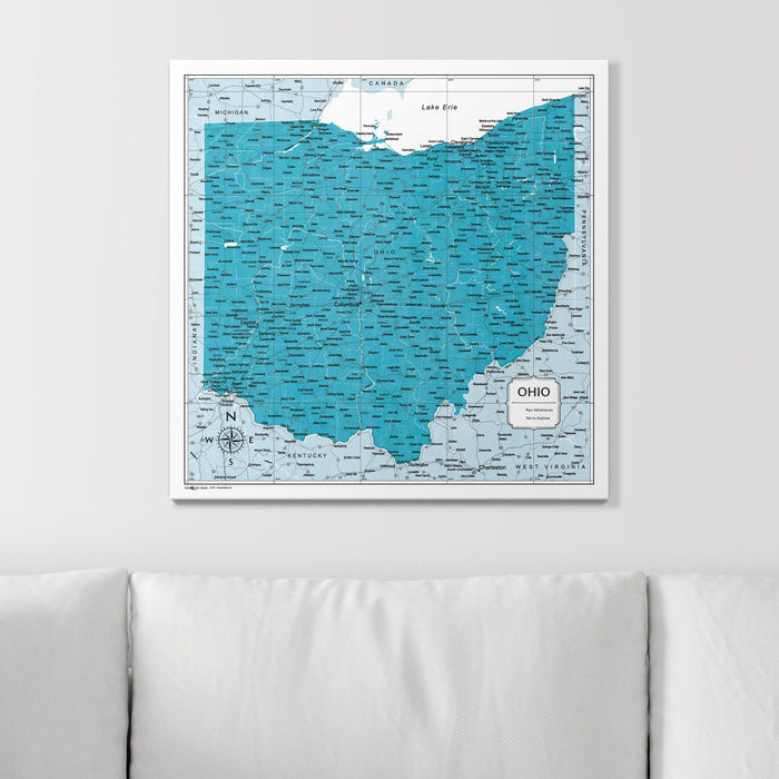 Push Pin Ohio Map (Pin Board) - Teal Color Splash CM Pin Board