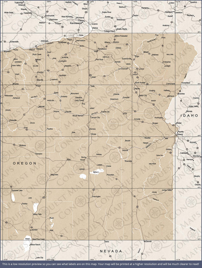 Push Pin Oregon Map (Pin Board) - Light Brown Color Splash CM Pin Board