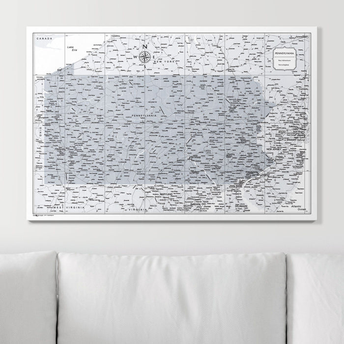 Push Pin Pennsylvania Map (Pin Board) - Light Gray Color Splash CM Pin Board