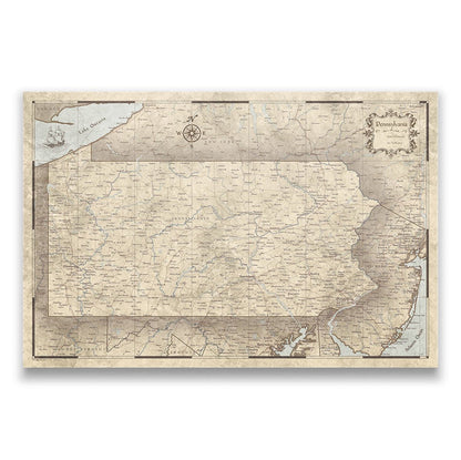 Push Pin Pennsylvania Map (Pin Board) - Rustic Vintage CM Pin Board