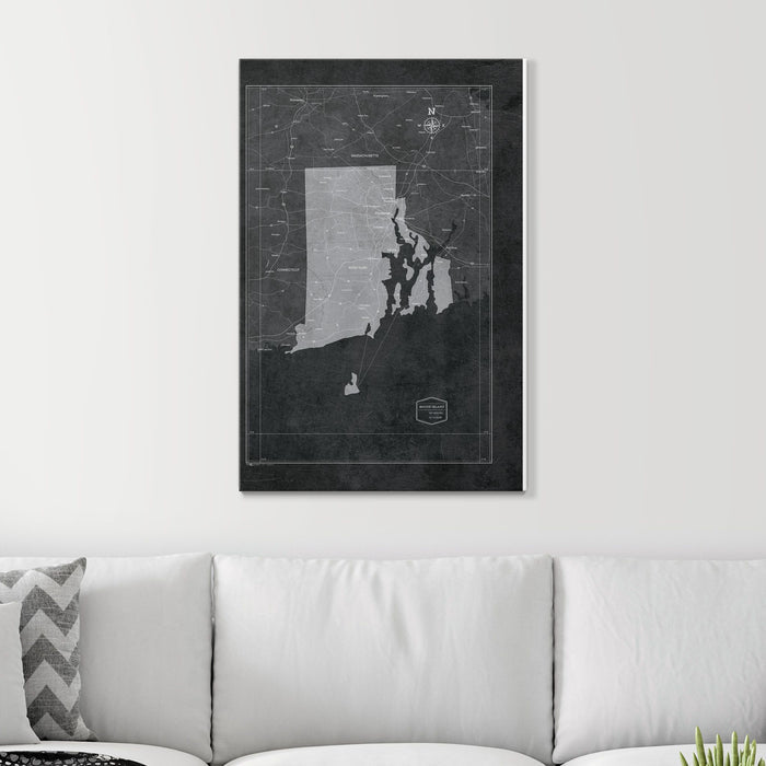 Push Pin Rhode Island Map (Pin Board) - Modern Slate CM Pin Board