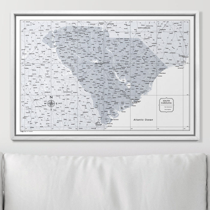 Push Pin South Carolina Map (Pin Board) - Light Gray Color Splash CM Pin Board