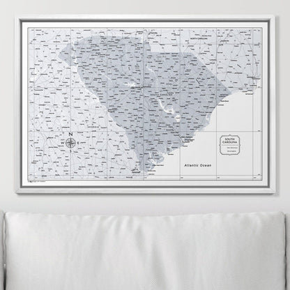 Push Pin South Carolina Map (Pin Board) - Light Gray Color Splash CM Pin Board
