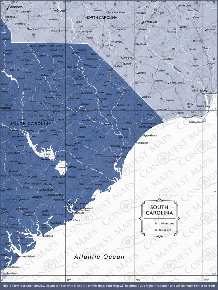 Push Pin South Carolina Map (Pin Board) - Navy Color Splash CM Pin Board