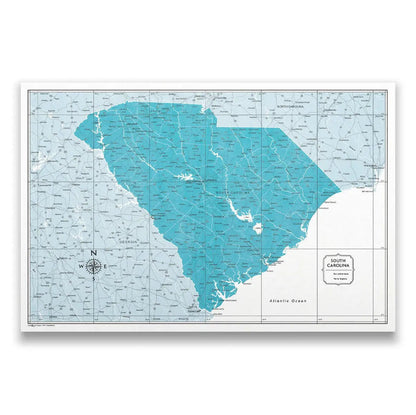 Push Pin South Carolina Map (Pin Board) - Teal Color Splash CM Pin Board