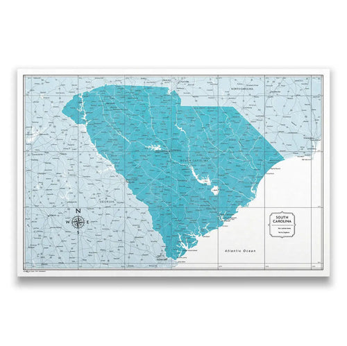 Push Pin South Carolina Map (Pin Board) - Teal Color Splash CM Pin Board