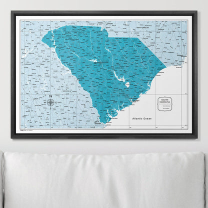 Push Pin South Carolina Map (Pin Board) - Teal Color Splash CM Pin Board