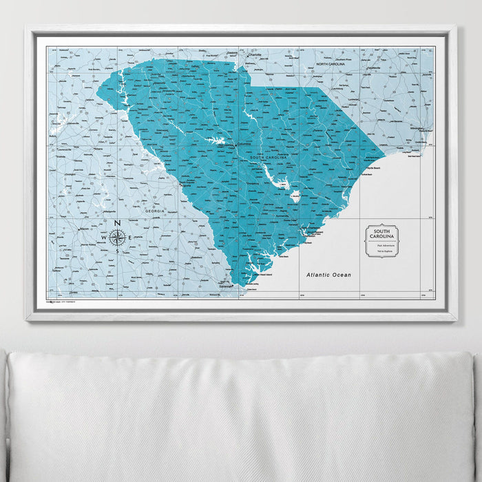 Push Pin South Carolina Map (Pin Board) - Teal Color Splash CM Pin Board