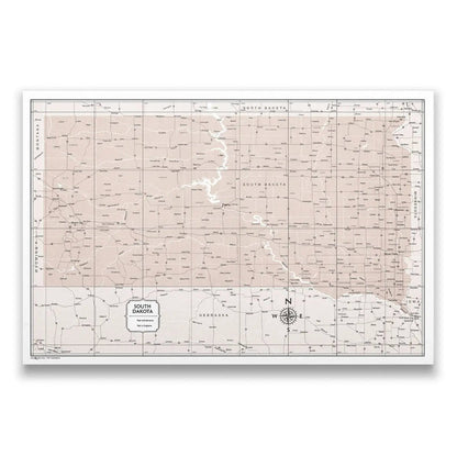 Push Pin South Dakota Map (Pin Board) - Light Brown Color Splash CM Pin Board