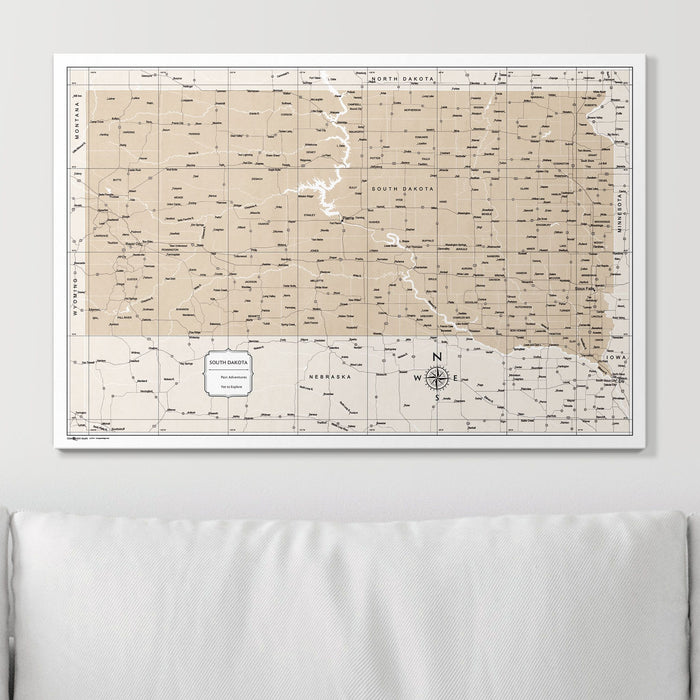 Push Pin South Dakota Map (Pin Board) - Light Brown Color Splash CM Pin Board