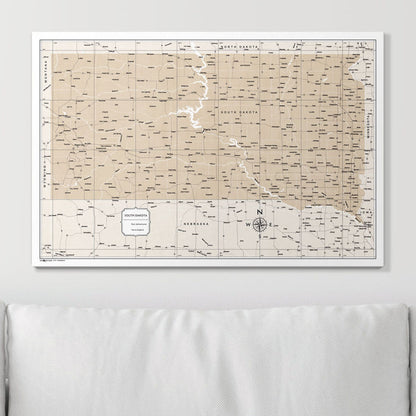Push Pin South Dakota Map (Pin Board) - Light Brown Color Splash CM Pin Board