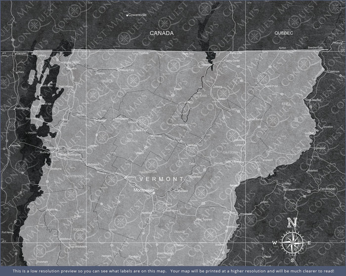 Push Pin Vermont Map (Pin Board) - Modern Slate CM Pin Board
