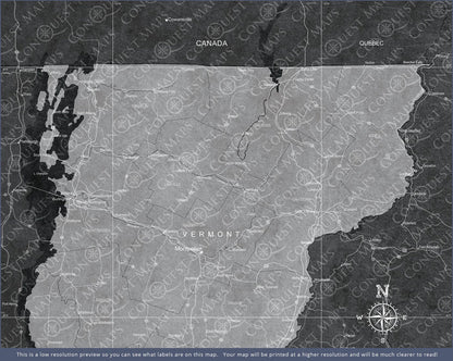Push Pin Vermont Map (Pin Board) - Modern Slate CM Pin Board