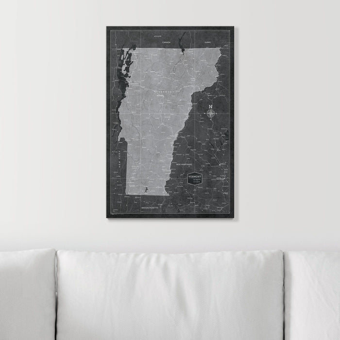 Push Pin Vermont Map (Pin Board) - Modern Slate CM Pin Board