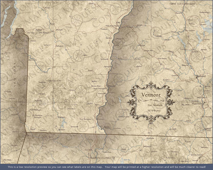 Push Pin Vermont Map (Pin Board) - Rustic Vintage CM Pin Board