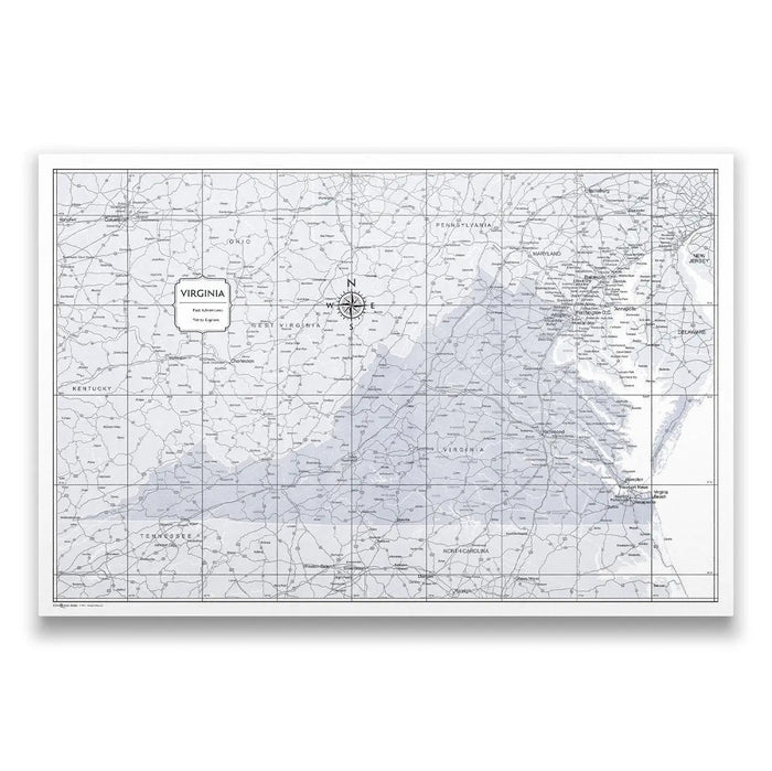 Push Pin Virginia Map (Pin Board) - Light Gray Color Splash CM Pin Board