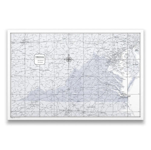 Push Pin Virginia Map (Pin Board) - Light Gray Color Splash CM Pin Board