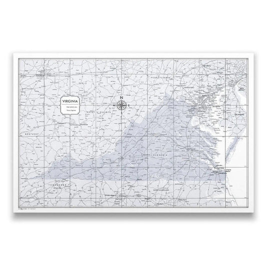 Push Pin Virginia Map (Pin Board) - Light Gray Color Splash CM Pin Board