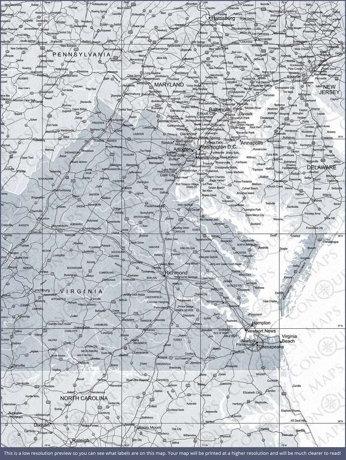Push Pin Virginia Map (Pin Board) - Light Gray Color Splash CM Pin Board