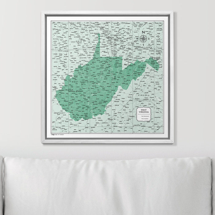 Push Pin West Virginia Map (Pin Board) - Green Color Splash CM Pin Board