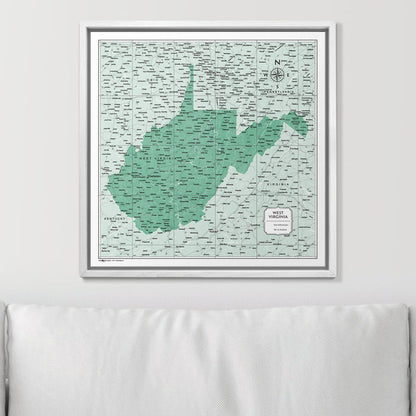 Push Pin West Virginia Map (Pin Board) - Green Color Splash CM Pin Board