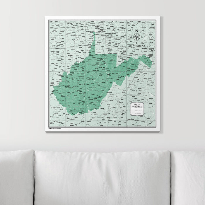 Push Pin West Virginia Map (Pin Board) - Green Color Splash CM Pin Board