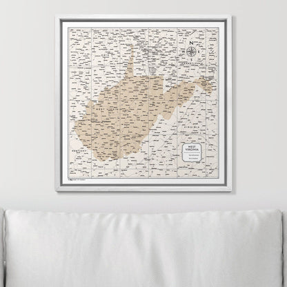 Push Pin West Virginia Map (Pin Board) - Light Brown Color Splash CM Pin Board