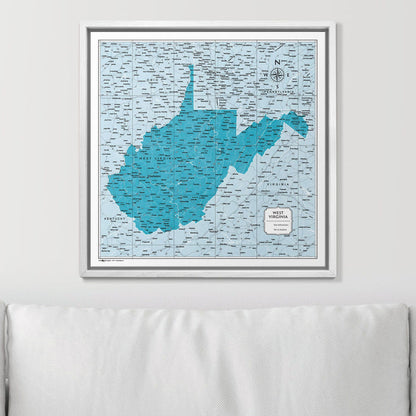 Push Pin West Virginia Map (Pin Board) - Teal Color Splash CM Pin Board