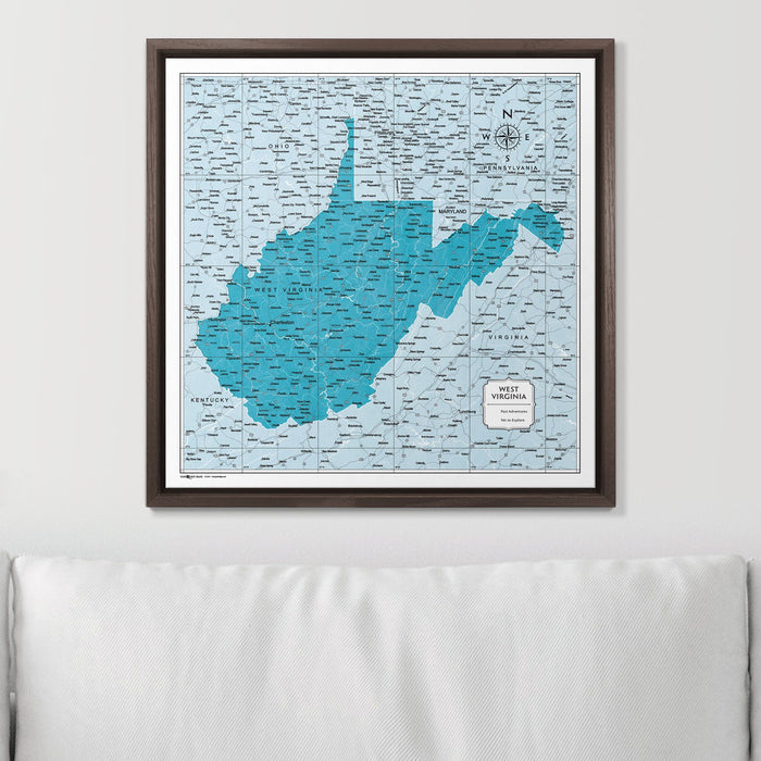 Push Pin West Virginia Map (Pin Board) - Teal Color Splash CM Pin Board