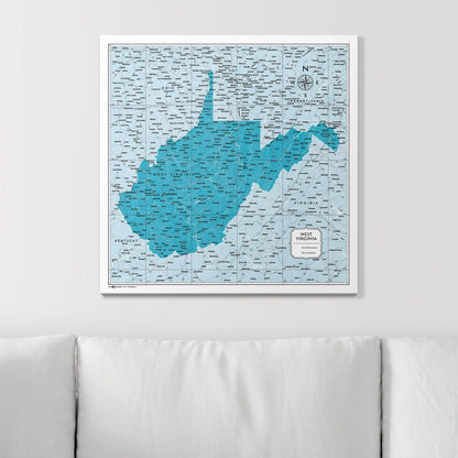 Push Pin West Virginia Map (Pin Board) - Teal Color Splash CM Pin Board