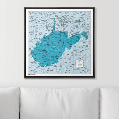 Push Pin West Virginia Map (Pin Board) - Teal Color Splash CM Pin Board