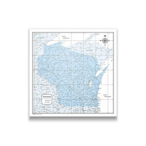 Push Pin Wisconsin Map (Pin Board) - Light Blue Color Splash CM Pin Board