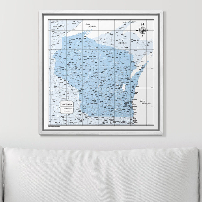 Push Pin Wisconsin Map (Pin Board) - Light Blue Color Splash CM Pin Board