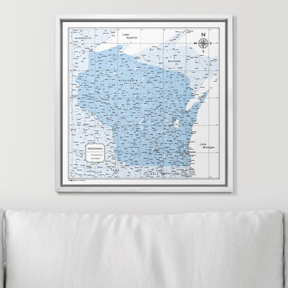 Push Pin Wisconsin Map (Pin Board) - Light Blue Color Splash CM Pin Board