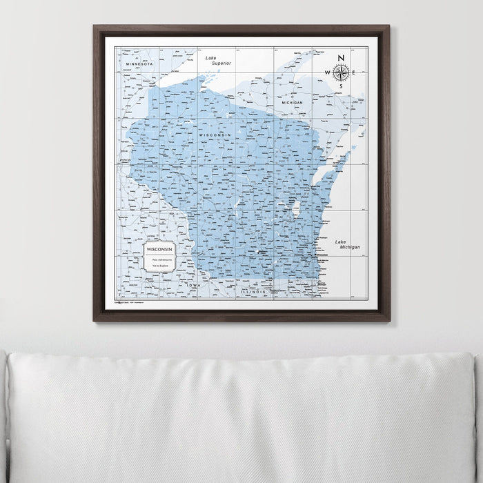 Push Pin Wisconsin Map (Pin Board) - Light Blue Color Splash CM Pin Board